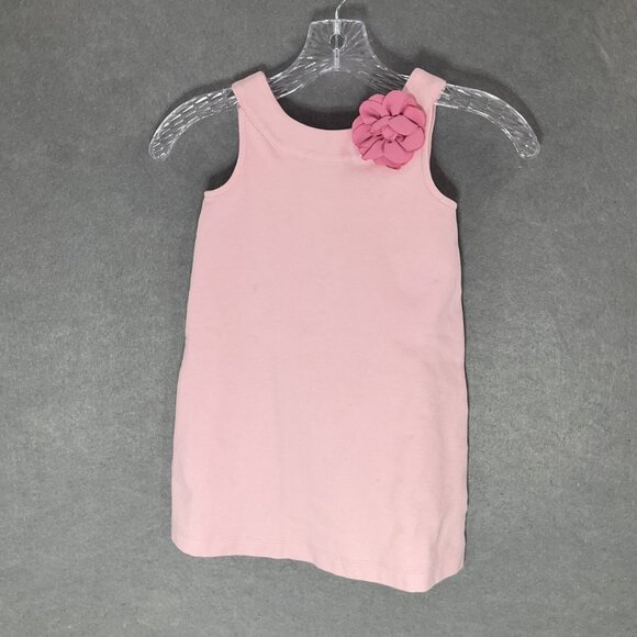 Janie And Jack Dress Girls Sz 5 Pink Sleeveless‎ Flower Applique Button Classic - Picture 1 of 9